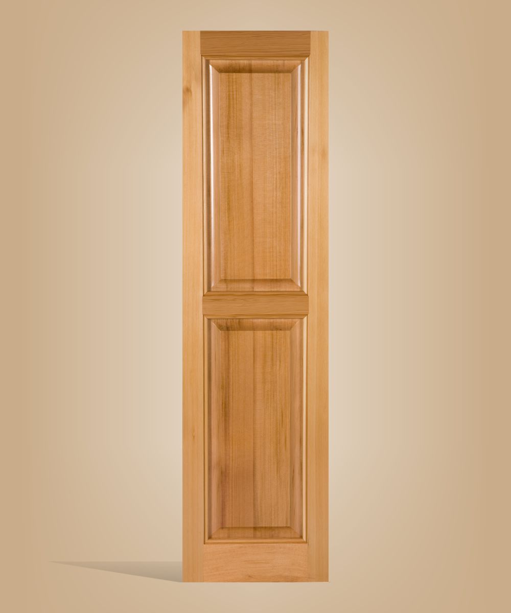 Paneled wooden window shutters made of real cedar for house or buiness or any building exterior.